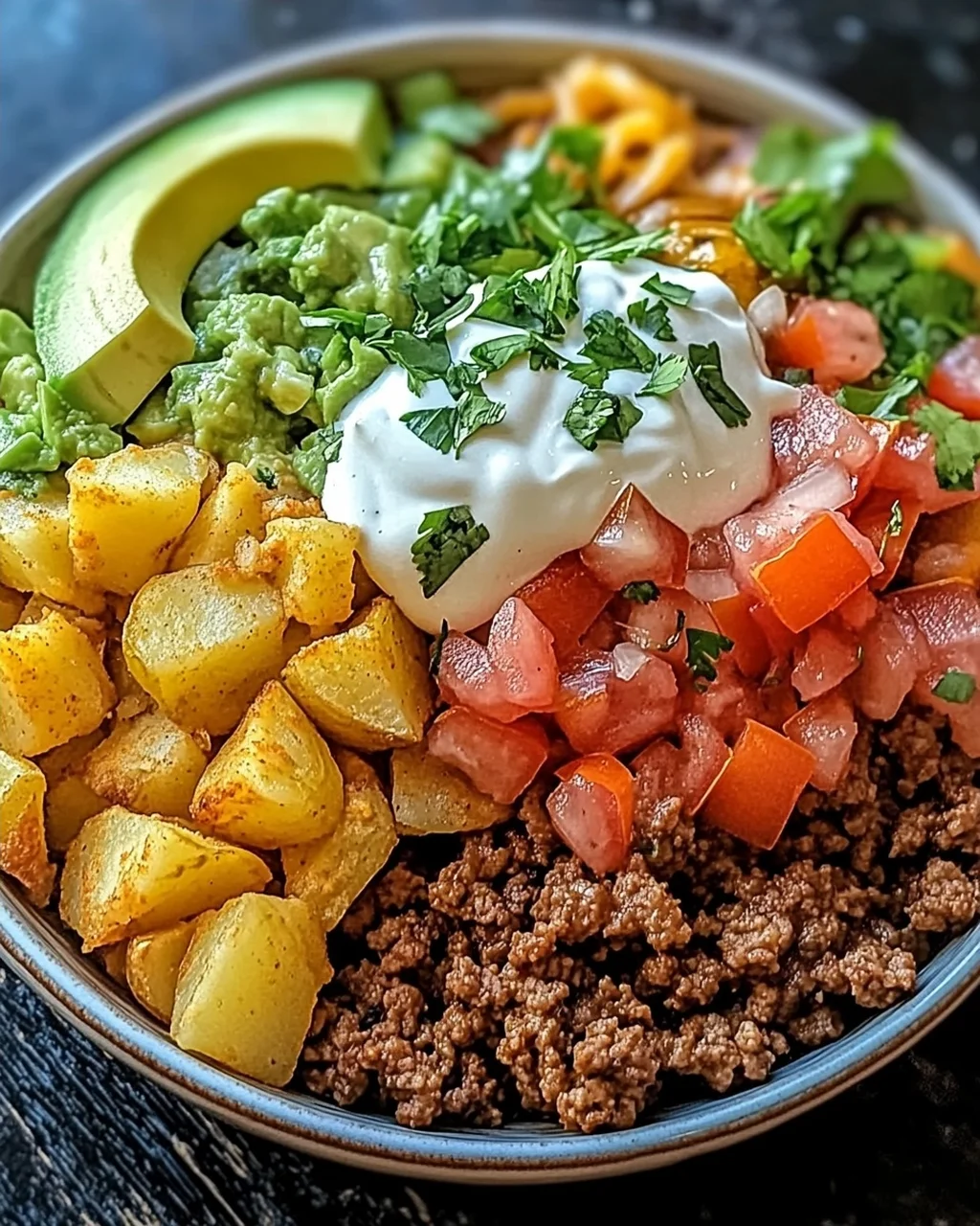Beladene Kartoffel-Taco-Schüssel für jeden Geschmack