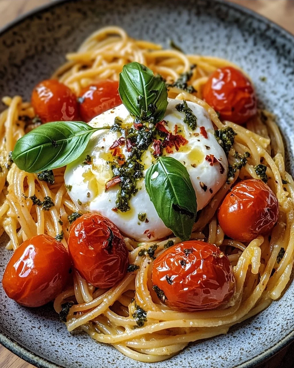 Burrata Pasta mit Tomaten Schnell & Einfach aus dem Ofen