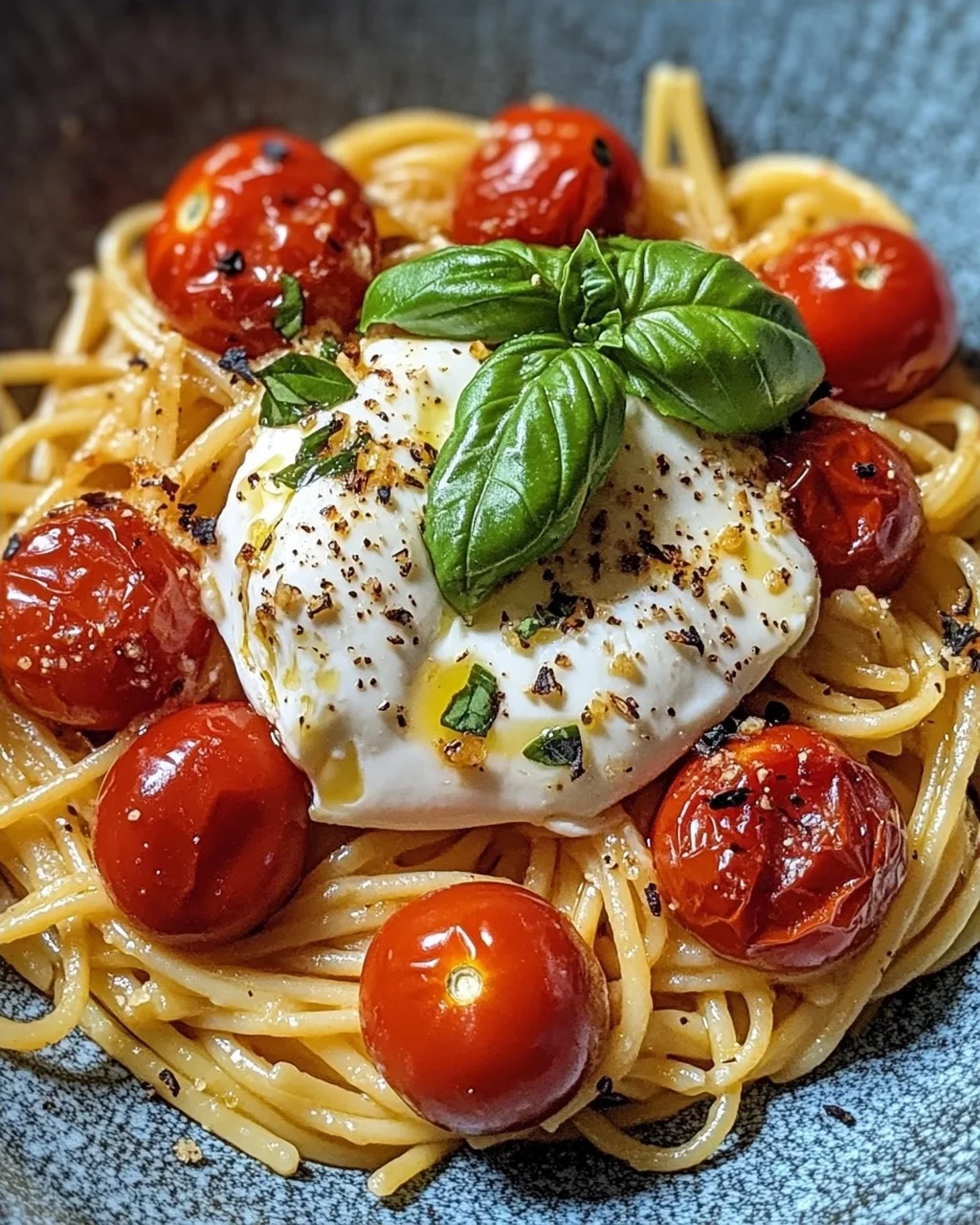 Burrata Pasta mit Tomaten Schnell & Einfach aus dem Ofen