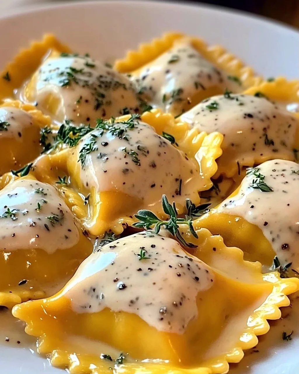 Butternut-Kürbis-Ravioli mit cremiger Sauce