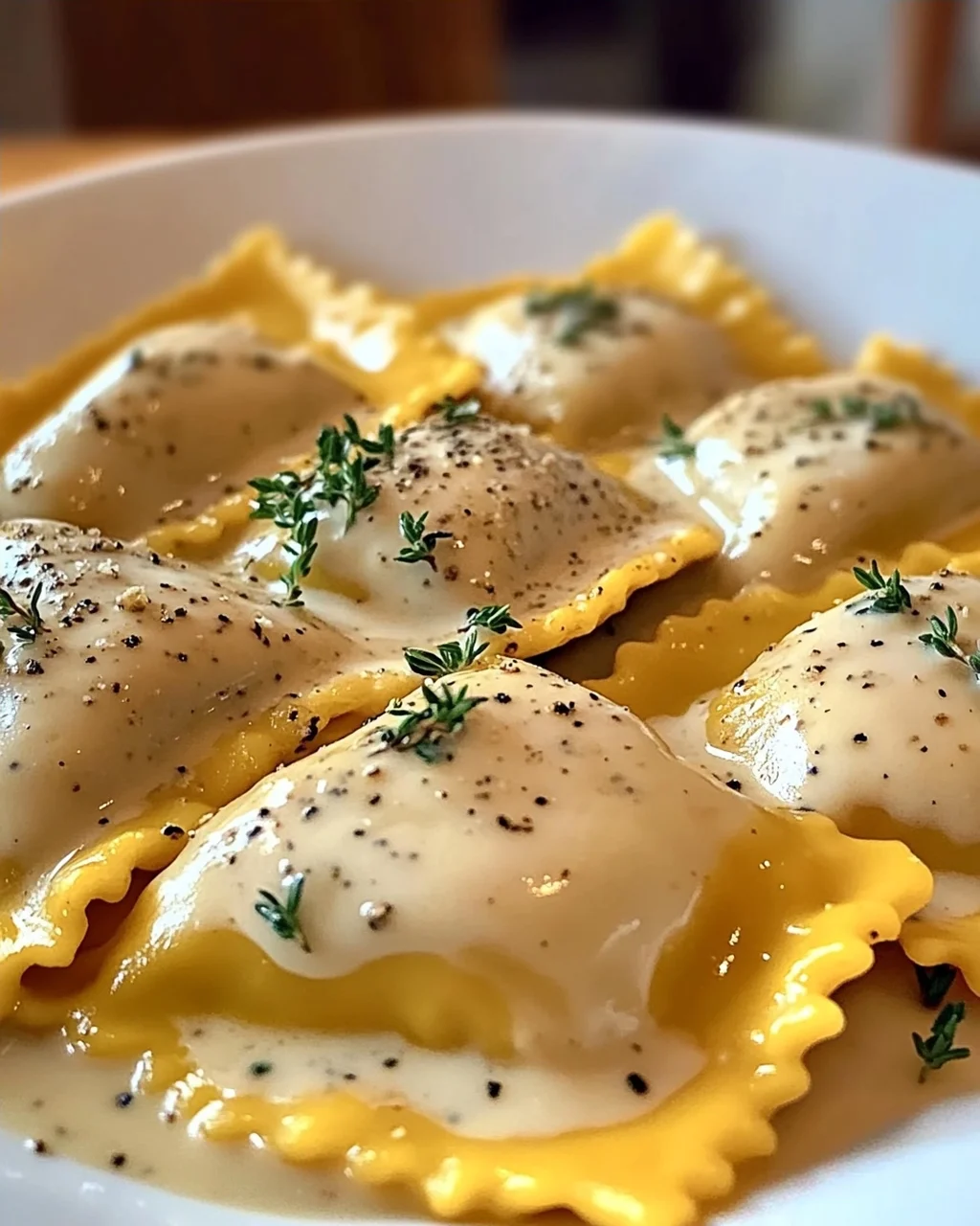 Butternut-Kürbis-Ravioli mit cremiger Sauce