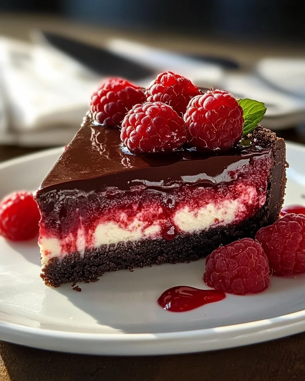 Dunkle Schoko Himbeer Cheesecake Rezept – unwiderstehlich gut!