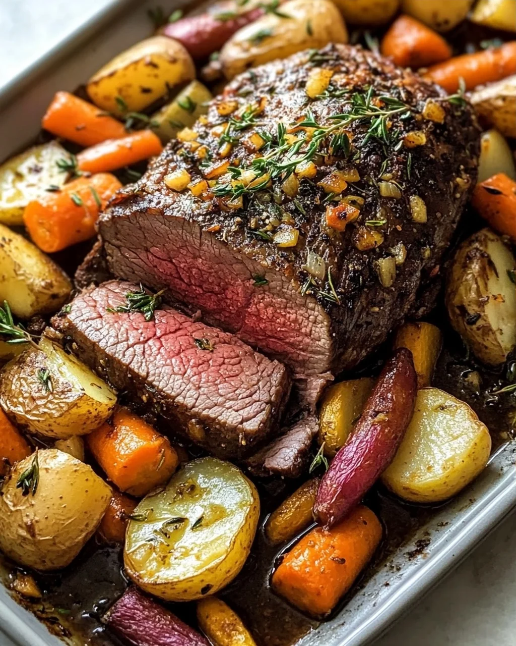 Garlic Herb Beef Roast With Root Vegetables Recipe
