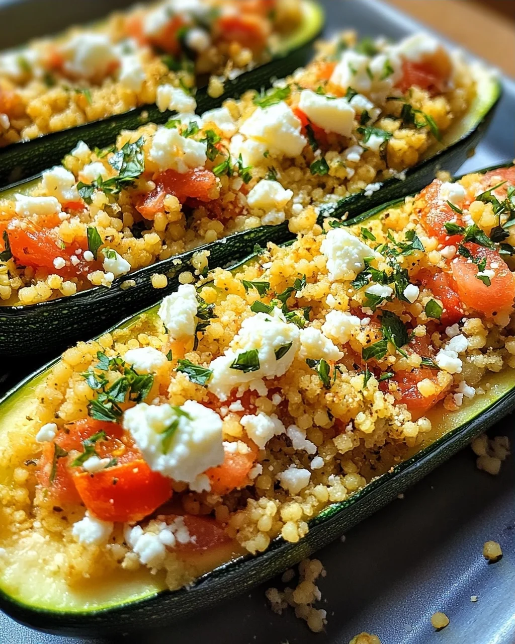 Gefüllte Zucchinis mit Couscous und Feta