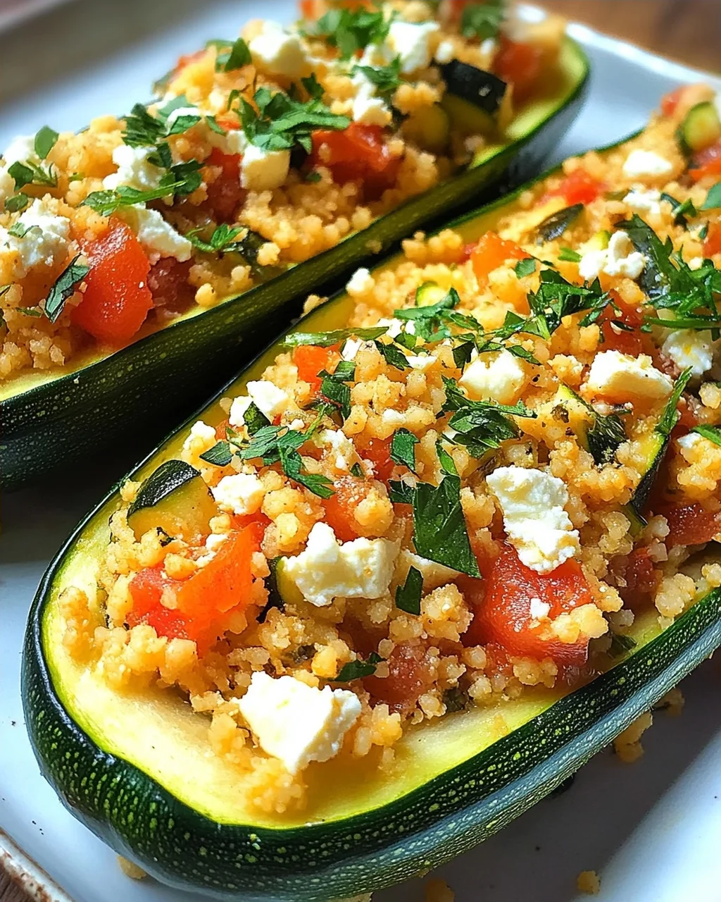 Gefüllte Zucchinis mit Couscous und Feta