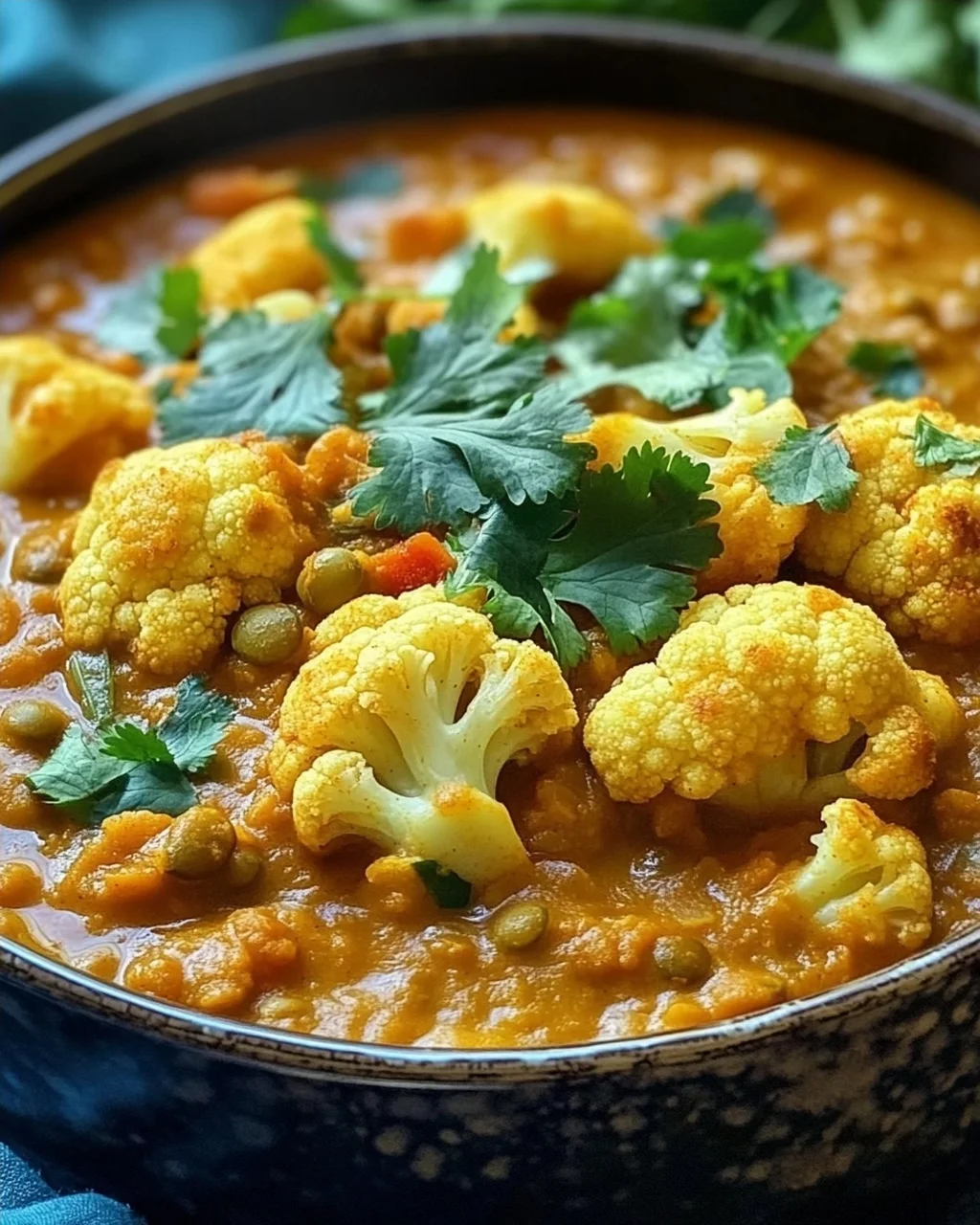 Geröstetes Blumenkohl Linsen Curry