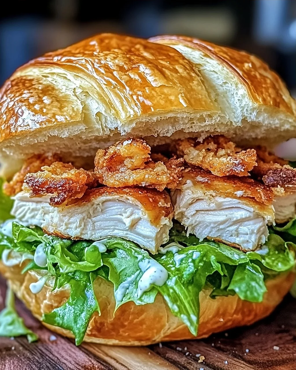 Hühnchen Caesar Croissant Sandwich für schnelle Genussmomente
