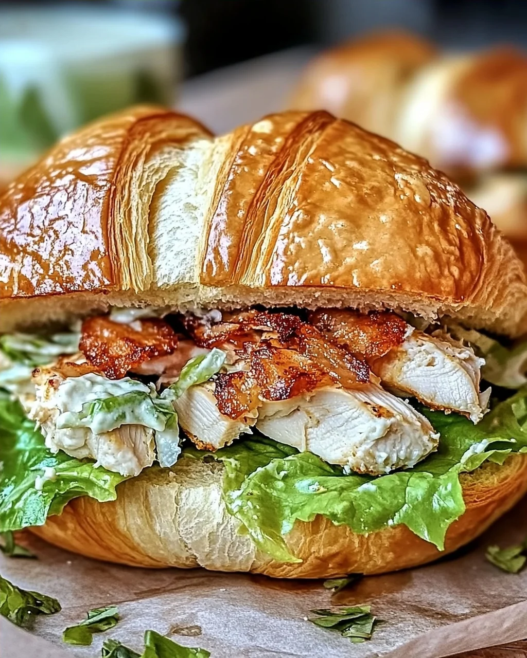 Hühnchen Caesar Croissant Sandwich für schnelle Genussmomente