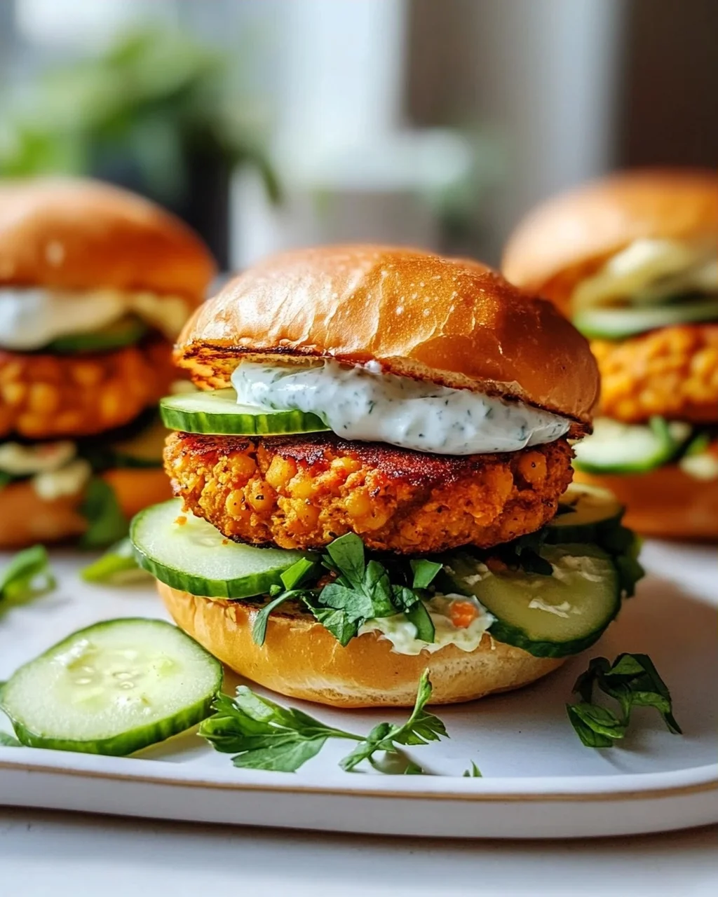Kichererbsen-Burger mit Mini-Brötchen