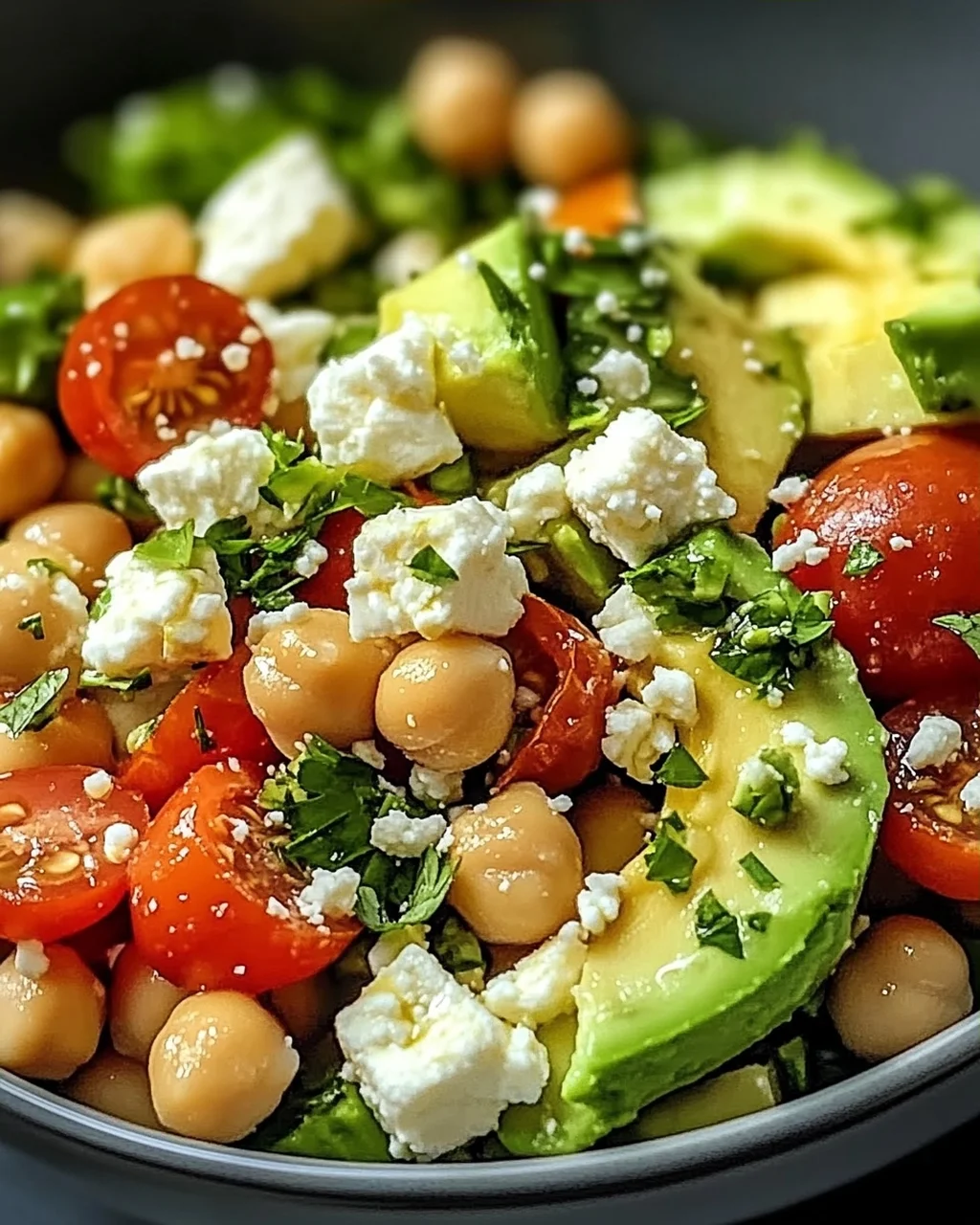 Kichererbsen Feta Avocado Salat für Frische und Genuss