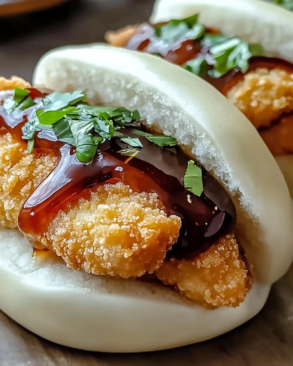 Klebende knusprige Hähnchen Bao-Brötchen selbstgemacht