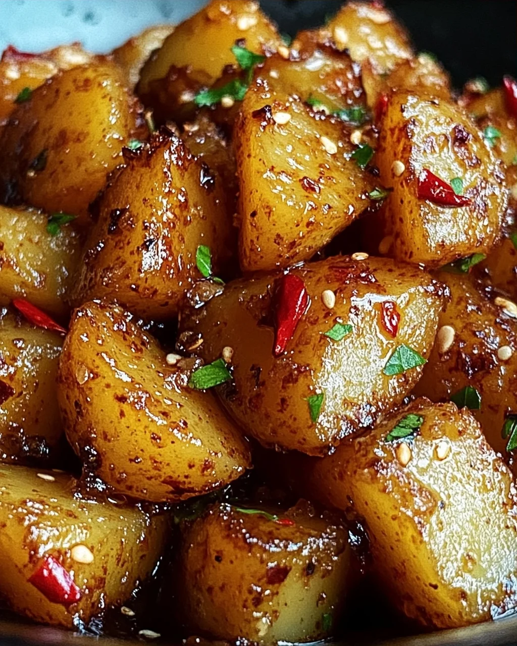 Knusprige Honig-Chili-Kartoffeln