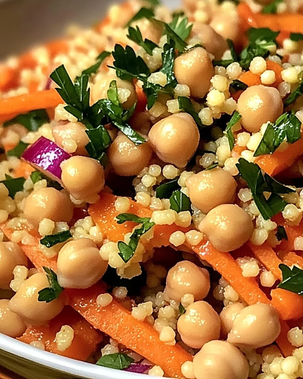 Marokkanischer gewürzter Kichererbsen-Karottensalat