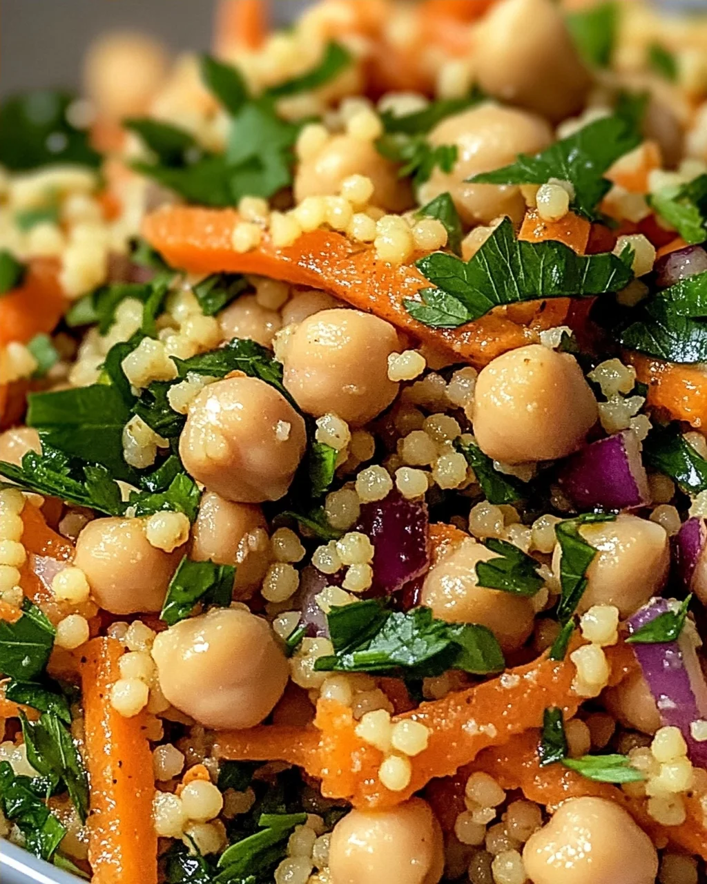 Marokkanischer gewürzter Kichererbsen-Karottensalat