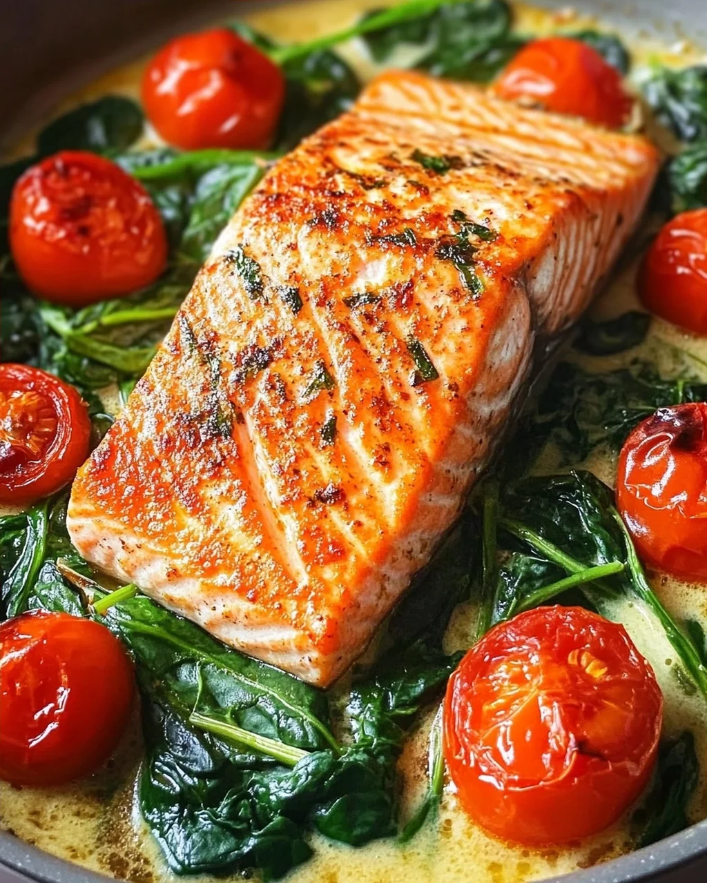 Ofenlachs mit Spinat