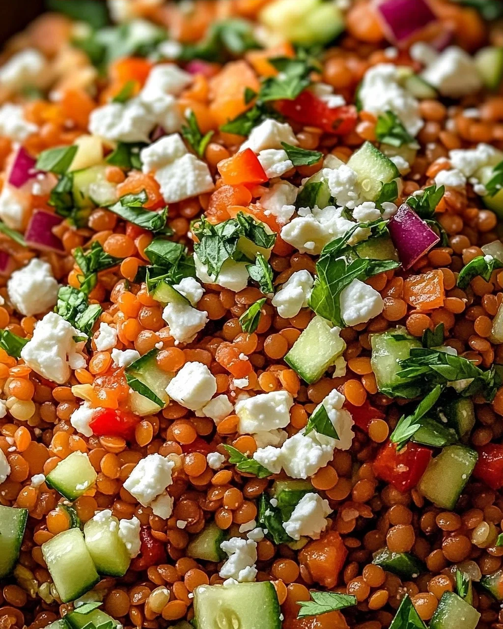 Orientalischer Rote Linsen Salat mit Feta