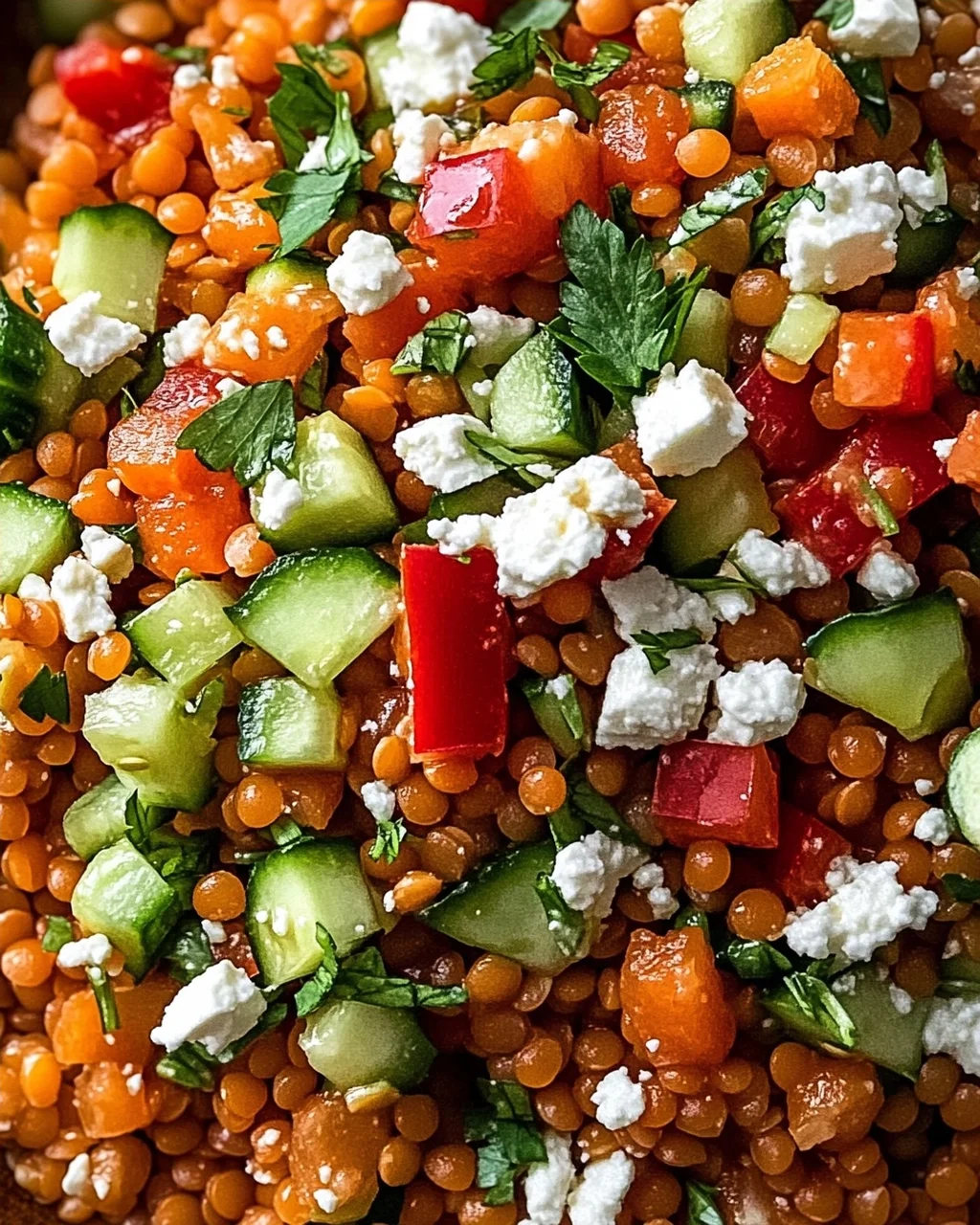 Orientalischer Rote Linsen Salat mit Feta
