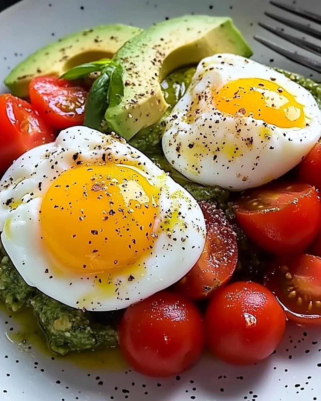 Pesto-Tomaten-, Ei- und Avocado-Frühstückssalat leicht gemacht