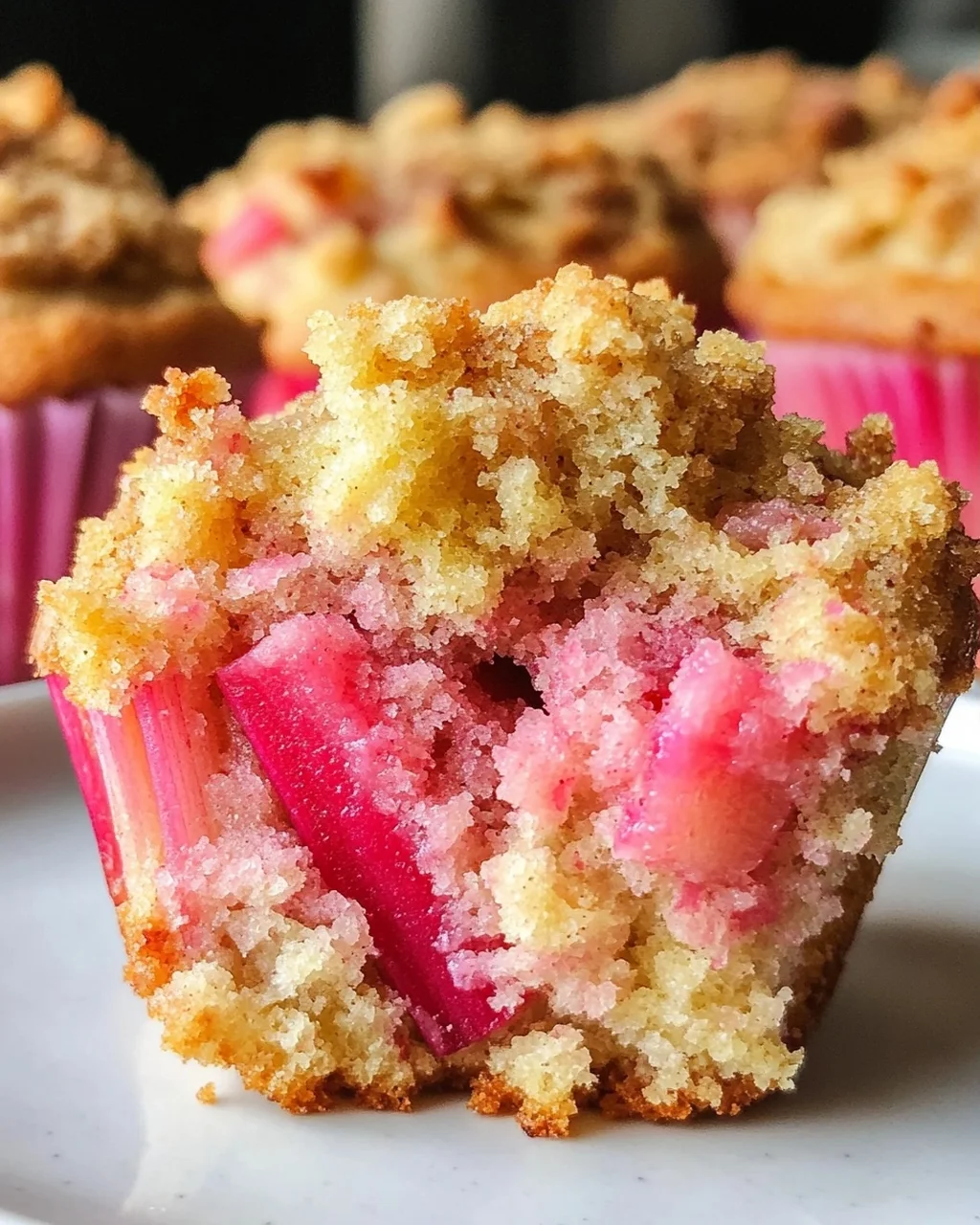 Rhabarber-Muffins mit Vanillestreuseln