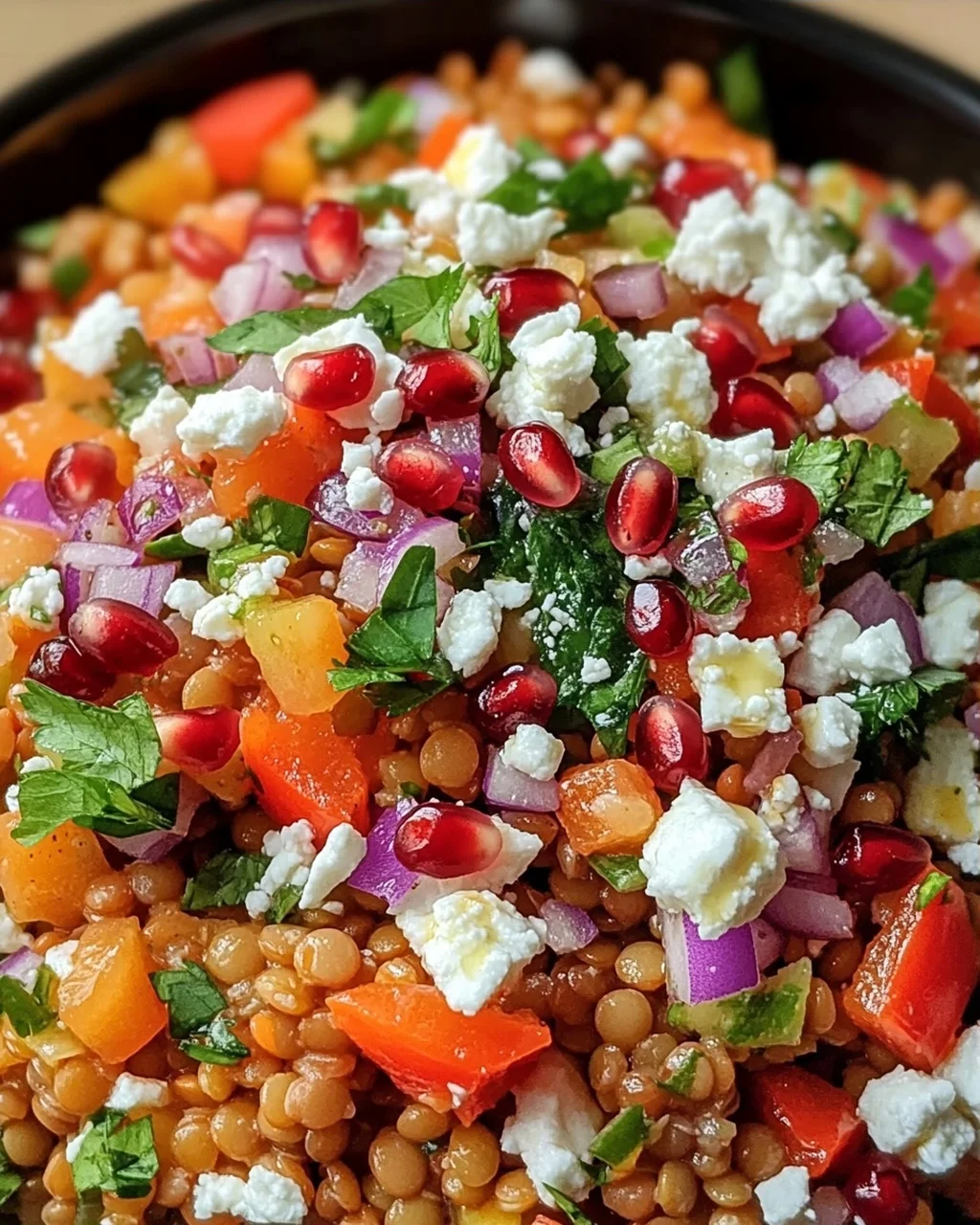 Rote Linsen Salat Orientalisch mit Feta