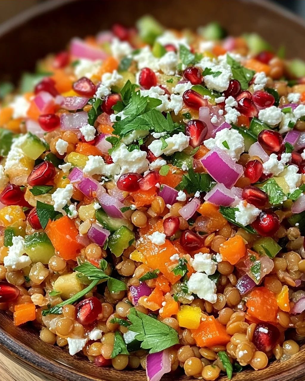 Rote Linsen Salat Orientalisch mit Feta
