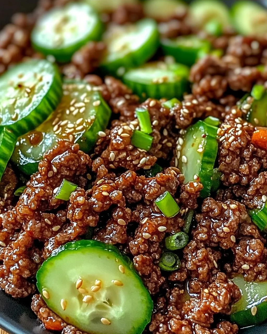 Scharfes Keto Koreanisches Hackfleisch mit Gurkensalat