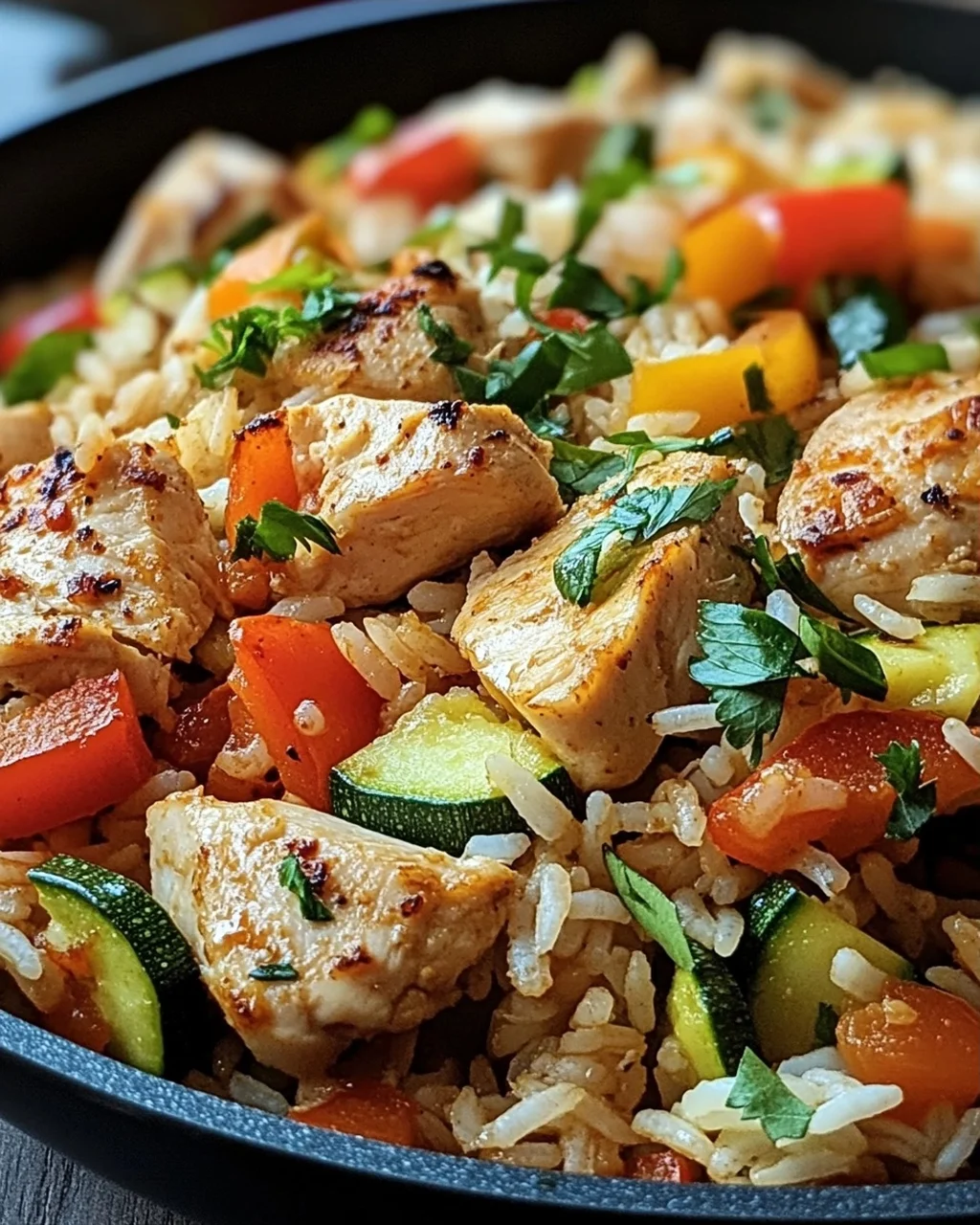 Schnelle Reispfanne mit Hühnchen