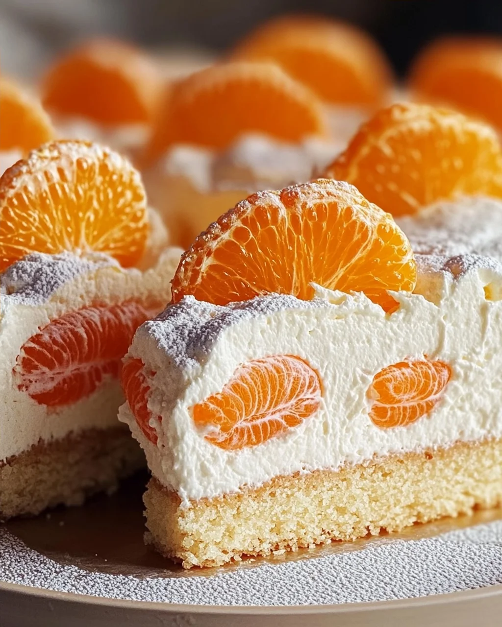 Schneller Schmandkuchen vom Blech mit Mandarinen