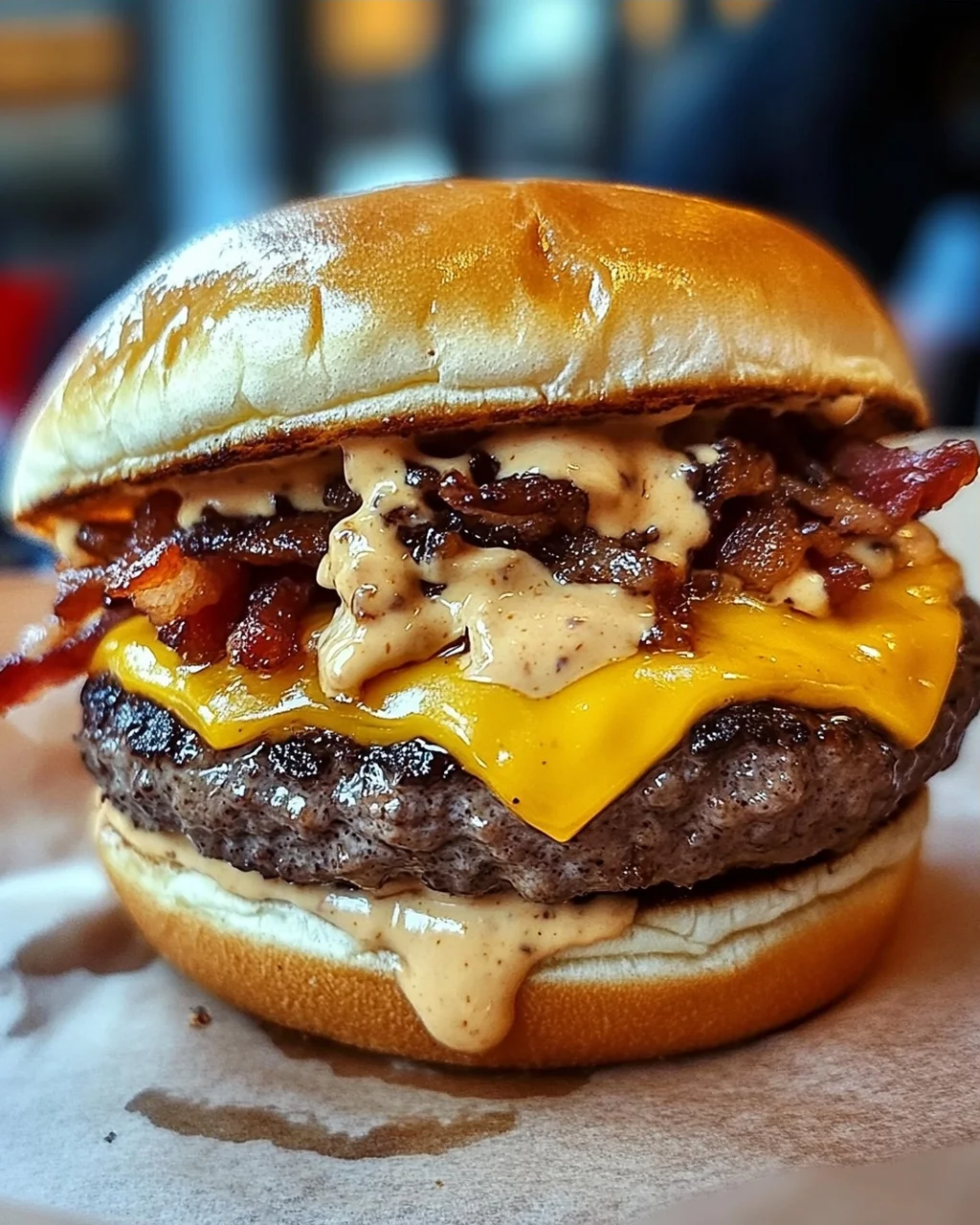 Smash-Burger mit Baconnaise-Soße