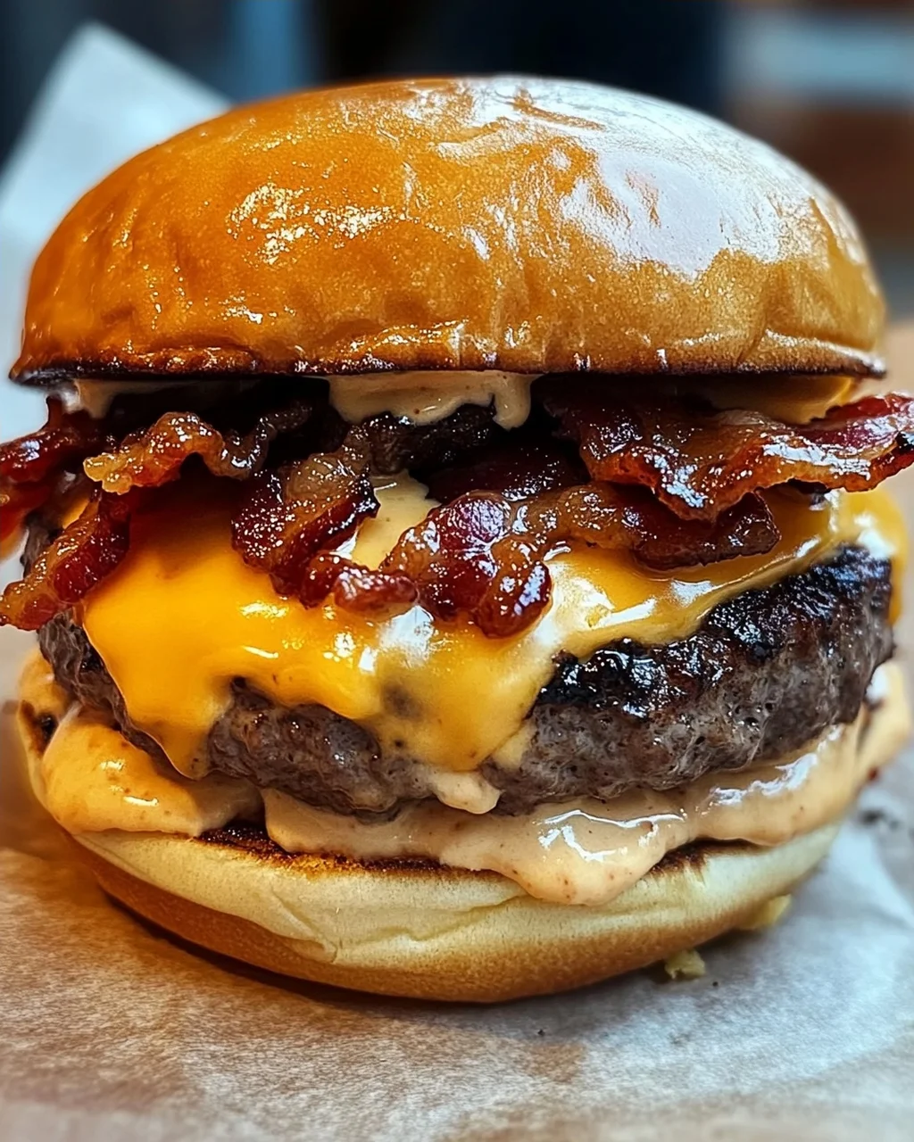 Smash-Burger mit Baconnaise-Soße
