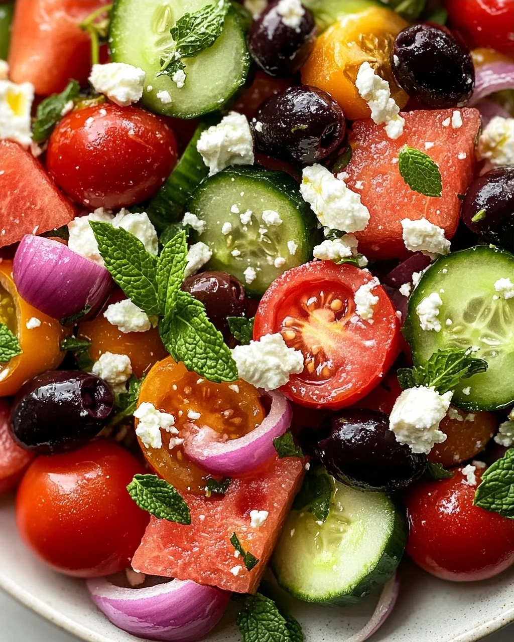 Sommerlicher Griechischer Salat mit Wassermelone & Minze