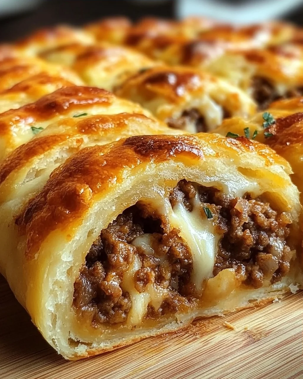 Teig eingerollt mit Hackfleisch