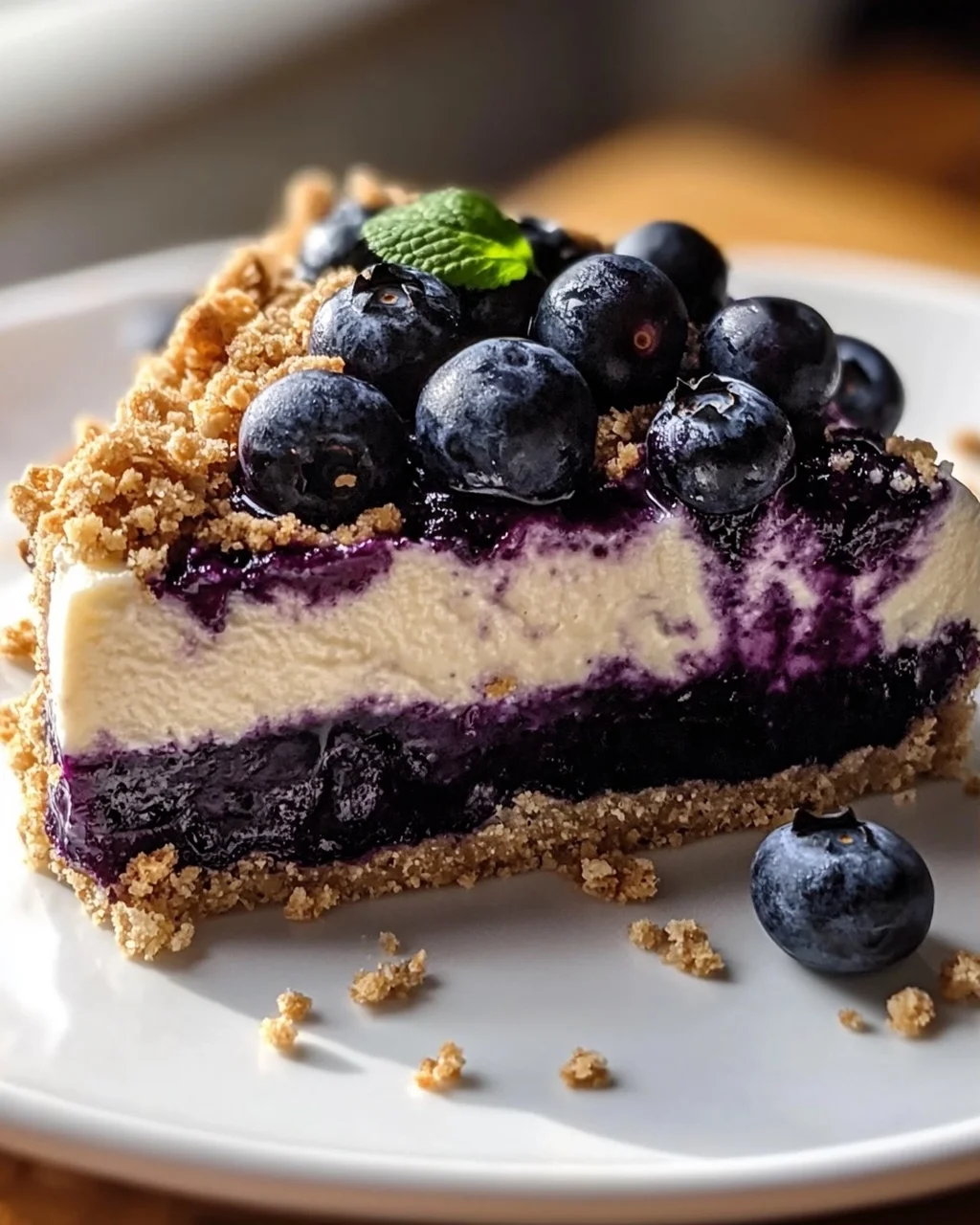 Veganer Blaubeer-Crumble-Cheesecake mit Cashew-Creme Rezept