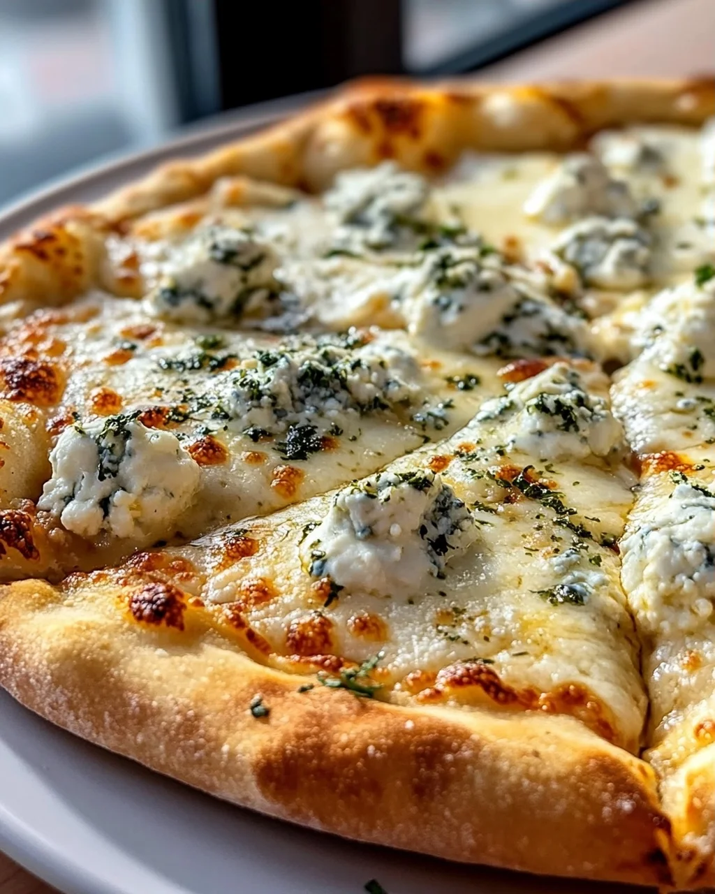 Vier Käse Pizza: Mozzarella, Parmesan, Gorgonzola & Ricotta