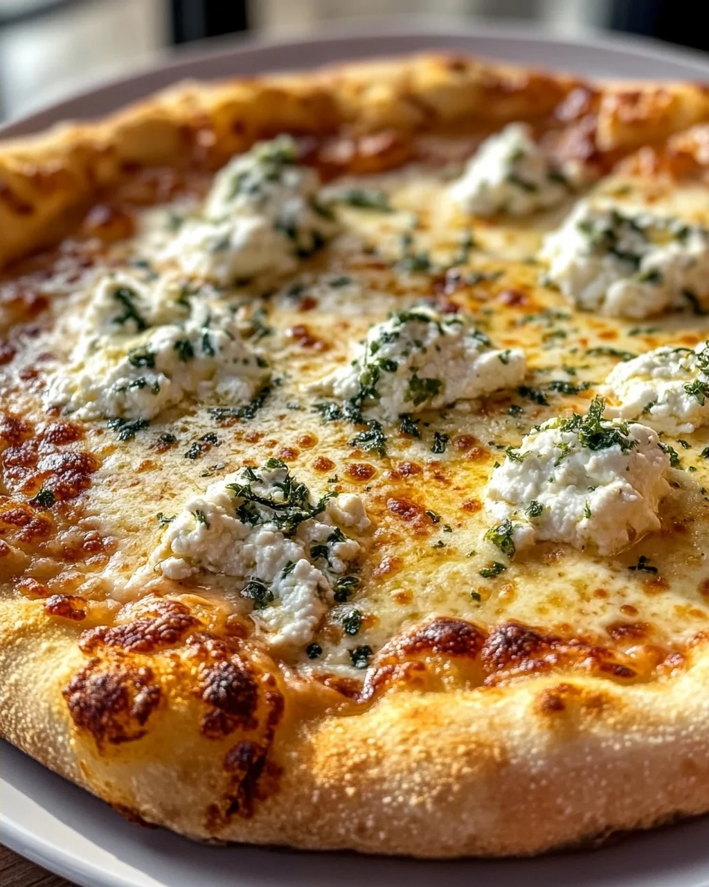 Vier Käse Pizza: Mozzarella, Parmesan, Gorgonzola & Ricotta