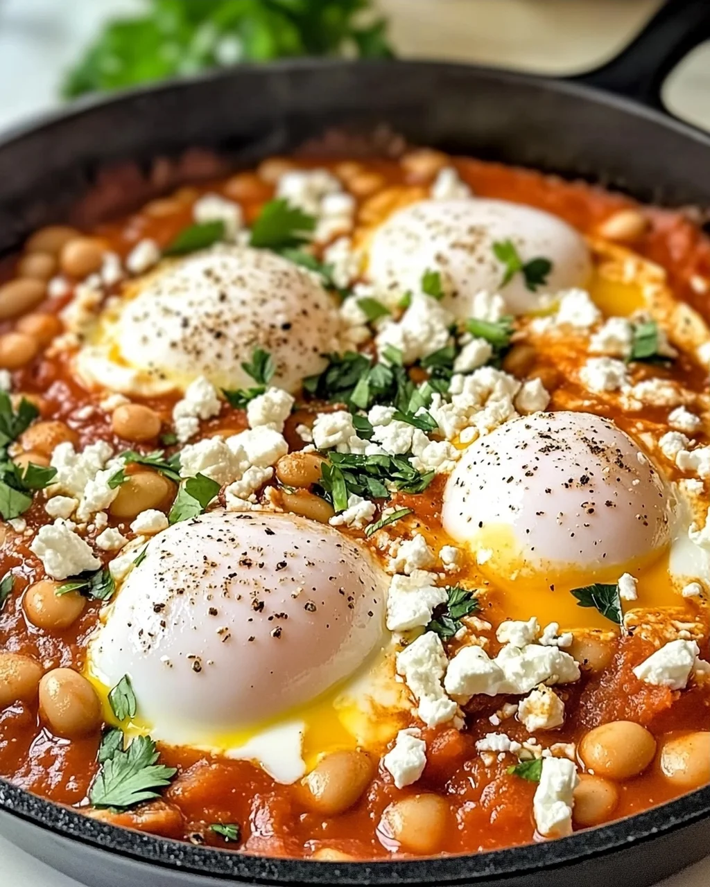 Weiße Bohnen Shakshuka mit Feta für jeden Tag