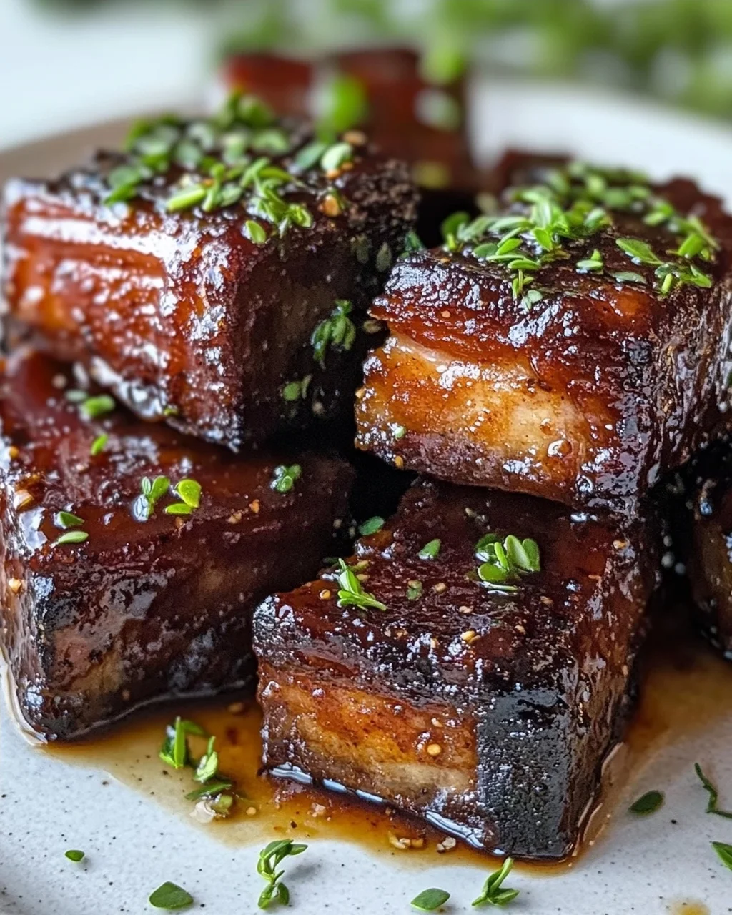 Whiskey-Extrakt glasierte Rindershort Ribs Blechbraten Rezept