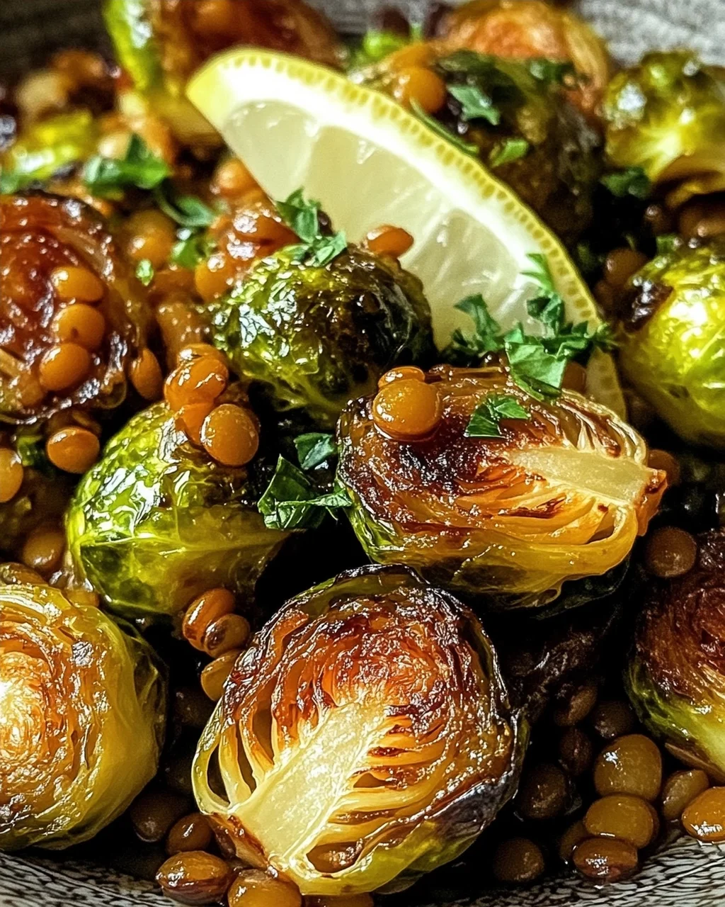 gebratener Rosenkohl mit Berglinsen